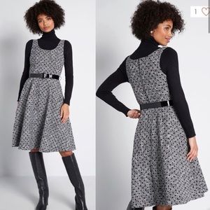Modcloth Take the Lead Tweed Polka Dot Dress